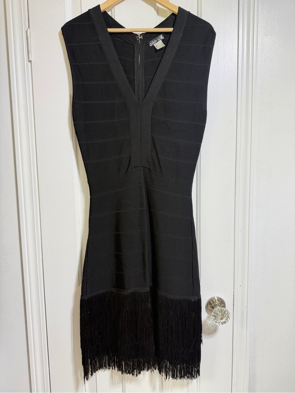 Venus black bodycon fitted bandage 20’s flapper fringe tassel party dress 10 - Picture 5 of 8